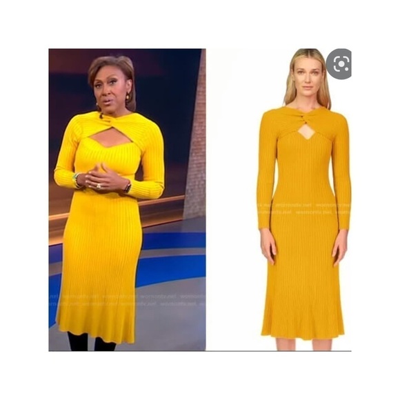 AMUR White Ribbed Cutout Long Sleeve Bodycon Midi Dress Size L - Picture 9 of 15